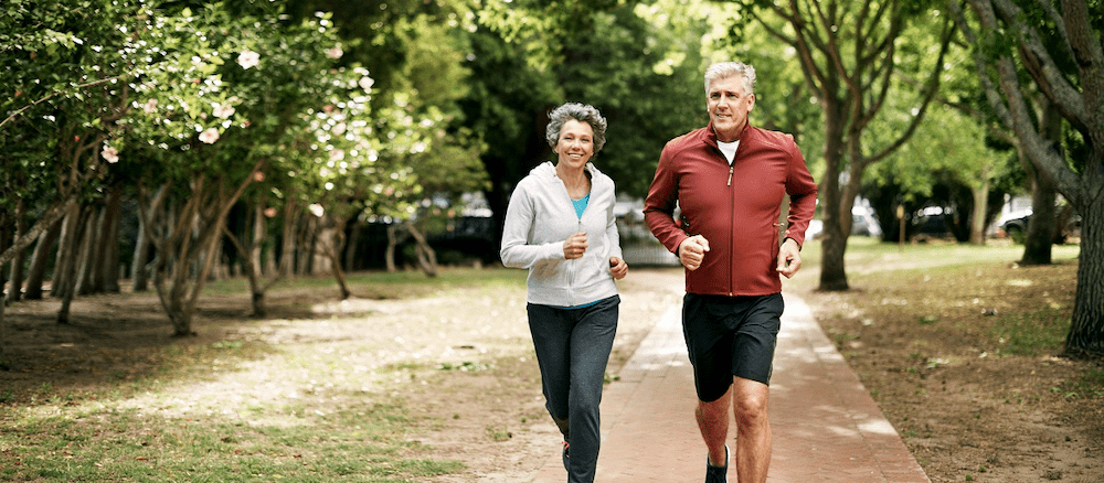 Couple jogging on a path